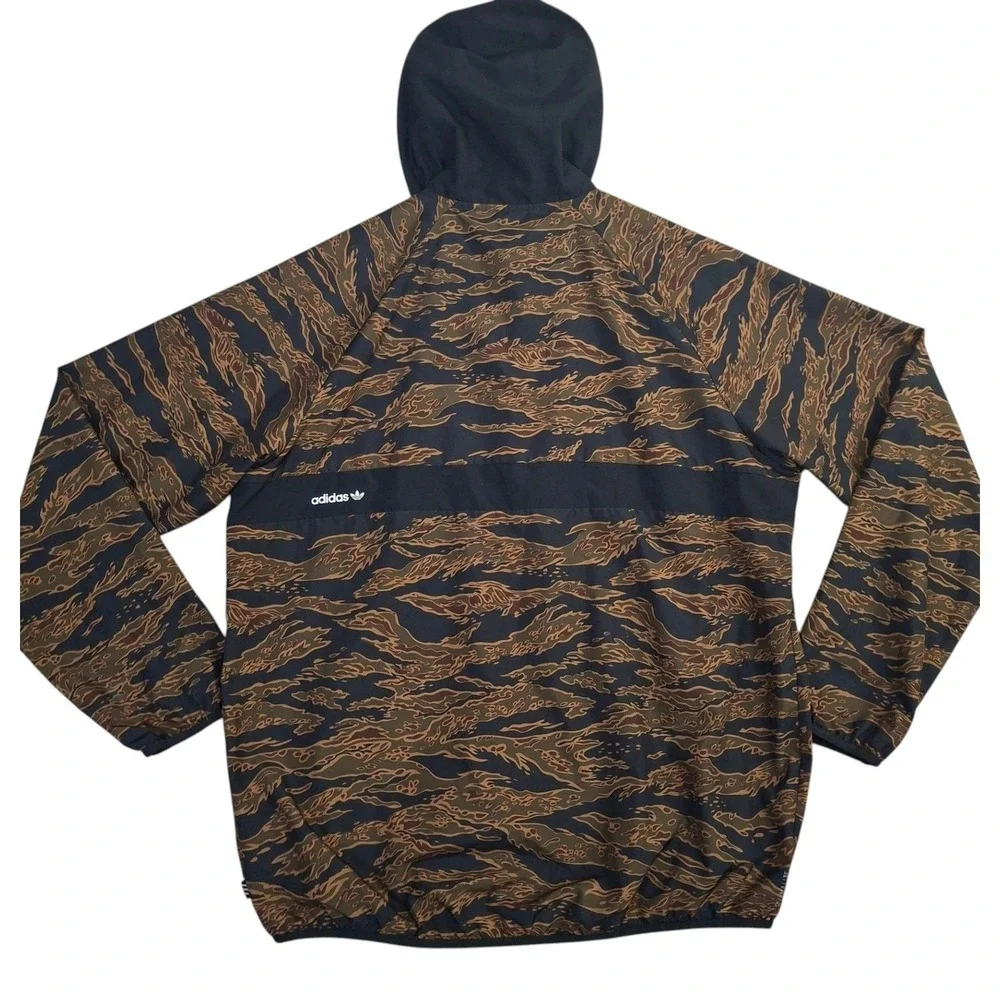 Adidas Originals Tiger Stripe Camo Windbreaker Jacket Men's XL Climalite Brown